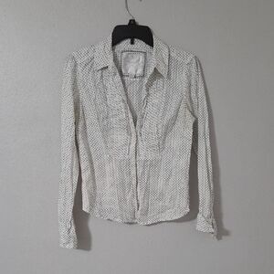 American Eagle Outfitters White Button Down Shirt with Black Dots
